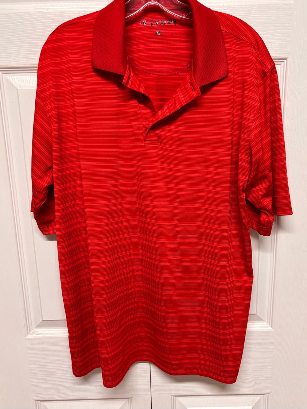 Men's Red Striped Polo Shirt - Classic Short Sleeve